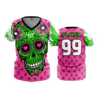 3781 WOMENS V NECK SUGAR-SKULL-POP-SLO