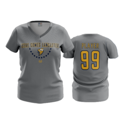 3786 WOMENS V NECK LANCASTER-GALES-HERE-COMES