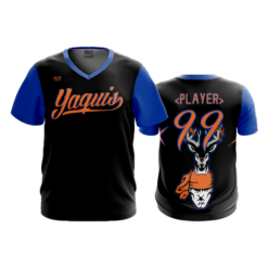 1368 MENS SPORT V NECK YAQUIS-BLK-BLU-SPIRIT