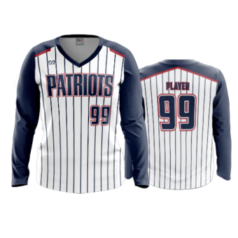 3841 WOMENS V NECK LONGSLEEVE PATRIOTS-USA-FP-2