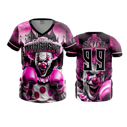 3858 WOMENS V NECK CLOWN-PUNCHERS-1