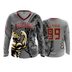 3852 WOMENS V NECK LONGSLEEVE MUSTANGS-1