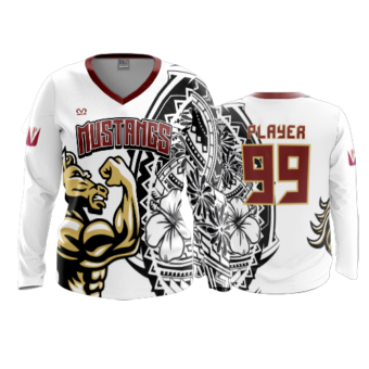 3852 WOMENS V NECK LONGSLEEVE MUSTANGS-2