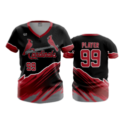 3674 WOMENS V NECK CARDINALS-RED