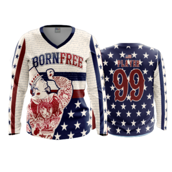 3843 WOMENS V NECK LONGSLEEVE BORN-FREE-2024