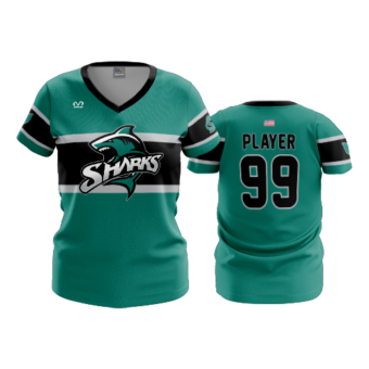 3874 WOMENS V NECK COL-SHARKS-2023-1