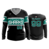 3874 WOMENS V NECK LONGSLEEVE COL-SHARKS-2023-3