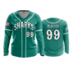3874 WOMENS V NECK LONGSLEEVE COL-SHARKS-BASEBALL-2024-1