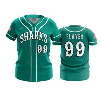 3874 WOMENS 2 BUTTON SCOOP NECK COL-SHARKS-BASEBALL-2024-1