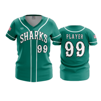 3874 WOMENS V NECK COL-SHARKS-BASEBALL-2024-1