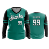 3880 WOMENS V NECK LONGSLEEVE COL-SHARKS-BASEBALL-2024-2