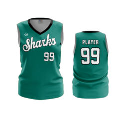 3880 WOMENS V NECK SLEEVELESS COL-SHARKS-BASEBALL-2024-2
