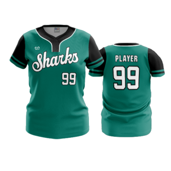3874 WOMENS NO BUTTON SCOOP NECK COL-SHARKS-BASEBALL-2024-2
