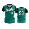 3874 WOMENS V NECK COL-SHARKS-BASEBALL-2024-2
