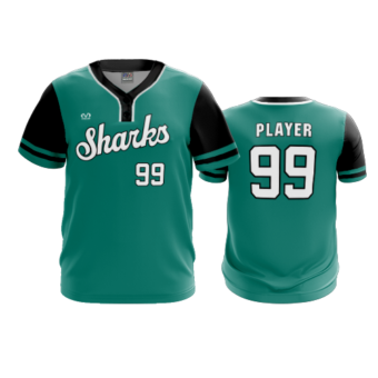 3874 MENS 2 BUTTON SCOOP NECK COL-SHARKS-BASEBALL-2024-2