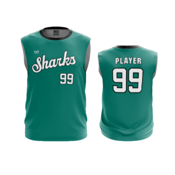 3874 MENS SPORT CREW NECK SLEEVELESS COL-SHARKS-BASEBALL-2024-2