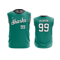 3880 MENS SPORT CREW NECK SLEEVELESS COL-SHARKS-BASEBALL-2024-2