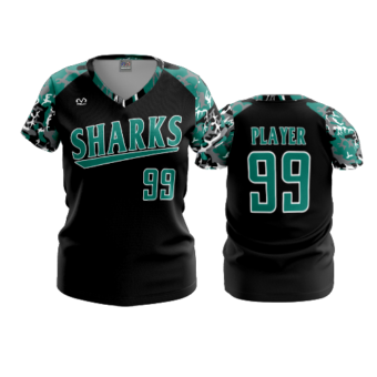 3874 WOMENS V NECK SHARKS-CAMO-1
