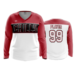 3899 WOMENS V NECK LONGSLEEVE CHILLY-REDS-2