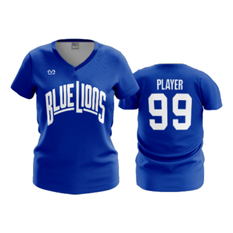 3908 WOMENS V NECK BLUE-LIONS-BBALL