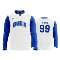 3908 UNISEX QUARTER ZIP RIBBED COLLAR LONGSLEEVE BLUE-LIONS-BBALL