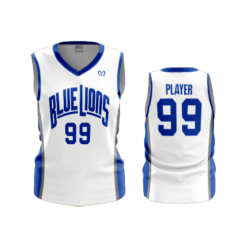 3908 UNISEX SQMESH BASKETBALL 1 PLY VNECK BLUE-LIONS-BBALL
