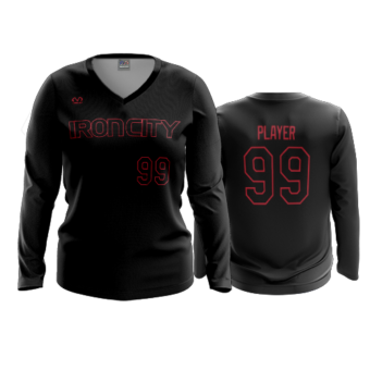 3902 WOMENS V NECK LONGSLEEVE IRON-CITY-BATS-2