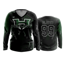 3814 WOMENS V NECK LONGSLEEVE HITLIST-BLACK-GREEN-1