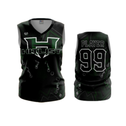 3814 WOMENS V NECK SLEEVELESS HITLIST-BLACK-GREEN-1