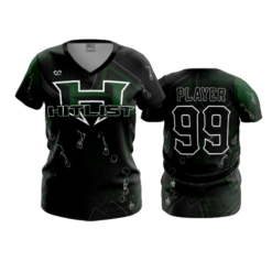 3814 WOMENS V NECK HITLIST-BLACK-GREEN-1