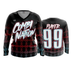 2194 WOMENS V NECK LONGSLEEVE COMBO-NATION-1