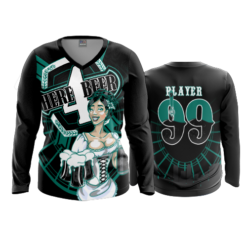 3513 WOMENS V NECK LONGSLEEVE HERE-FOR-BEER-1