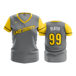 1953 WOMENS V NECK LAKE-COUNTY-STARS-WHITE-GREY