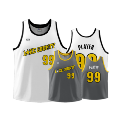 1953 MENS REVERSIBLE BASKETBALL TANK LAKE-COUNTY-STARS-WHITE-GREY