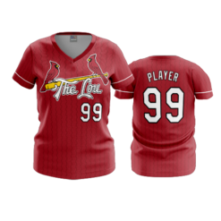 3674 WOMENS V NECK CARDINALS-THE-LOU