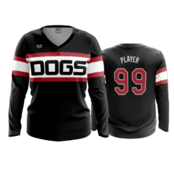 3464 WOMENS V NECK LONGSLEEVE RED-DOGS-1