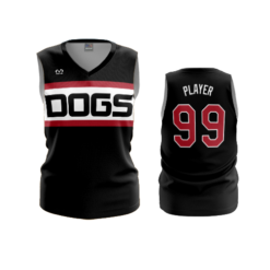 3464 WOMENS V NECK SLEEVELESS RED-DOGS-1
