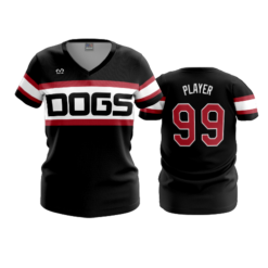 3464 WOMENS V NECK RED-DOGS-1
