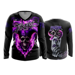 3826 WOMENS V NECK LONGSLEEVE JOKERZ-ALL-BLACK