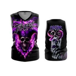 3826 WOMENS V NECK SLEEVELESS JOKERZ-ALL-BLACK