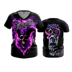 3826 WOMENS V NECK JOKERZ-ALL-BLACK