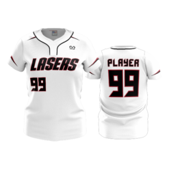 3972 WOMENS NO BUTTON SCOOP NECK LASERS-RED