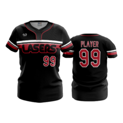 3972 WOMENS NO BUTTON SCOOP NECK LASERS-RED