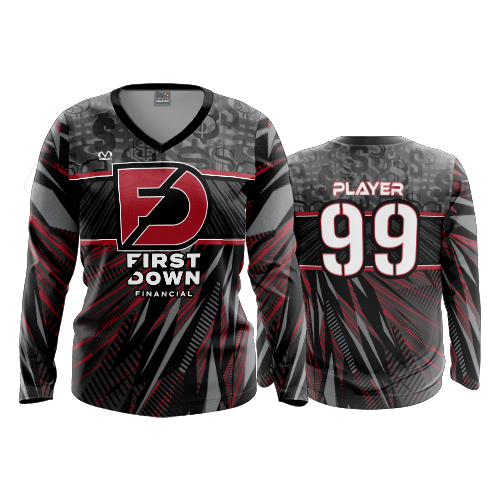 3988 WOMENS V NECK LONGSLEEVE FIRST-DOWN-FINANCIAL-1