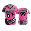 3871 WOMENS V NECK PSYCHOS-PINK-1