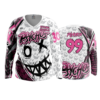 3871 WOMENS V NECK LONGSLEEVE PSYCHOS-PINK-2