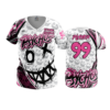 3871 WOMENS V NECK PSYCHOS-PINK-2