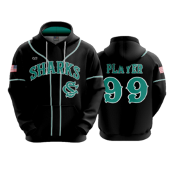 3874 UNISEX FLEECE HOODY SHARKS-BLACK-ADDS