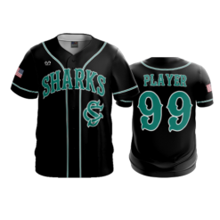 3874 MENS FULL BUTTON DOWN SHARKS-BLACK-ADDS