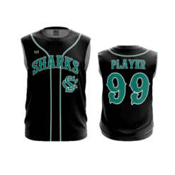 3874 MENS SPORT CREW NECK SLEEVELESS SHARKS-BLACK-ADDS